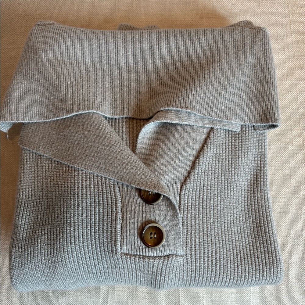LILLUSORY Women's Snap-Buttons Foldover Collar Henley Knitted Pullover Sweater